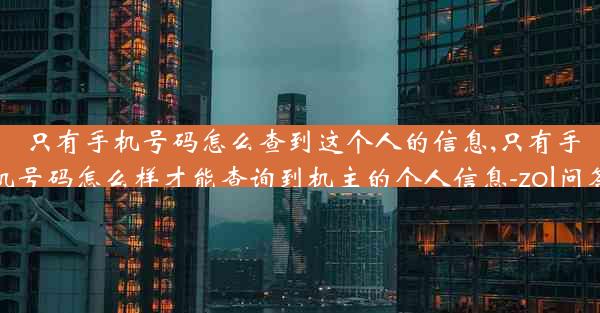 只有手机号码怎么查到这个人的信息,只有手机号码怎么样才能查询到机主的个人信息-zol问答